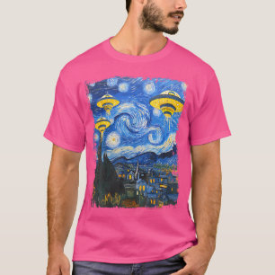 T-shirt Ufo Alien Starry Night Van Gogh Hommes Femmes Enfa