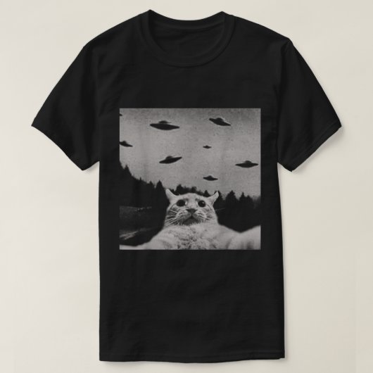 T-shirt UFO Cat Encounter Meme Design (Design devant)