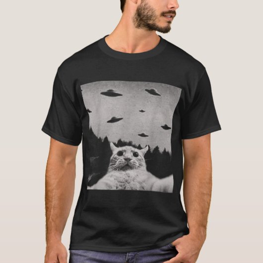 T-shirt UFO Cat Encounter Meme Design (Devant)