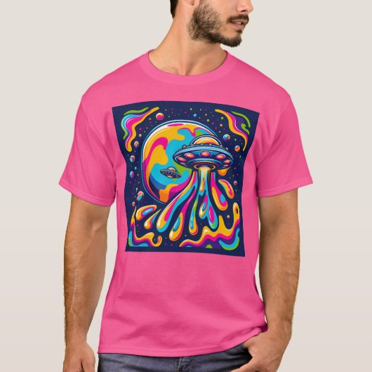 T-shirt Ufo Dans L'Espace Psychédélique (Devant)