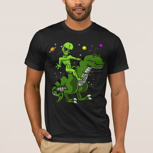 T-shirt UFO de monte étranger de l'espace de dinosaure de (Devant)