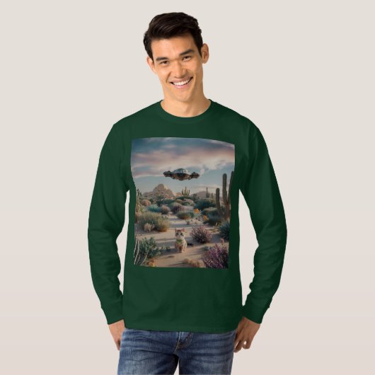 T-shirt UFO Desert Cactus Fleurs (Devant entier)