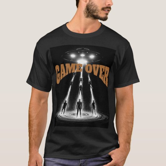 T-shirt UFO Encounter Over Distant Planet: Cosmic Abductio (Devant)