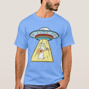 T-shirt Ufo Enduction Chat Jouer de la guitare Premium