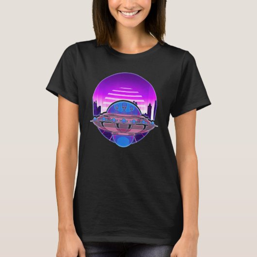 T-shirt Ufo Enlèvement Ufo Believer 80s Vaporwave Retro Al (Devant)