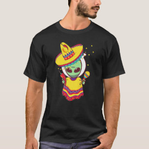 T-shirt Ufo Fan Mexicain Poncho Cinco De Mayo Alien Sombre