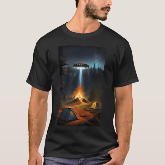 T-shirt UFO fire Camping friends (Devant)