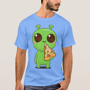 T-shirt Ufo Manger Pizza Funny Kawaii Alien Japonais Manga
