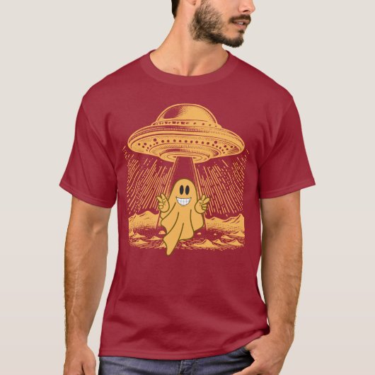 T-shirt UFO Rencontre riant design de fantôme (Devant)