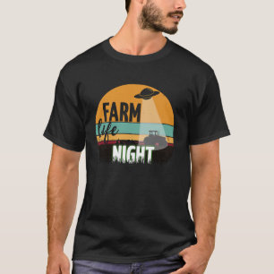 T-shirt UFO Vie agricole de nuit Tracteur agricole