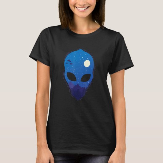 T-shirt Ufos at Night in Alien Head (Devant)