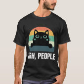 T-shirt Ugh People Chat Noir Retro Style Anti-Intro Social (Devant)