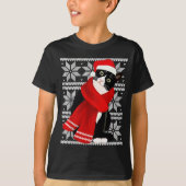 T-shirt Ugly Christmas Black Cat Santa Hat F Holiday Cute (Devant)