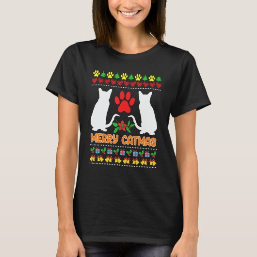 T-shirt Ugly Christmas cats (Devant)