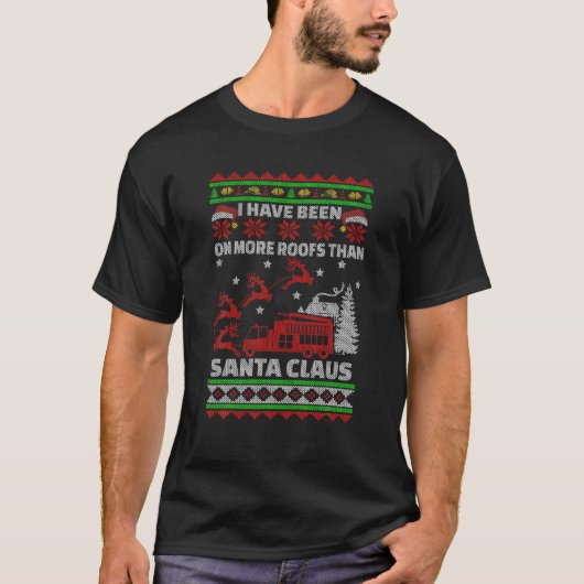 T-shirt Ugly Christmas Firefighter Funny Firefighting Xmas (Devant)