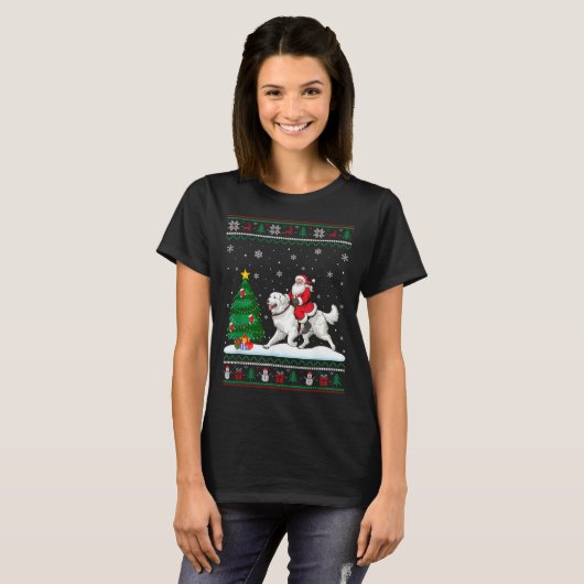 T-shirt Ugly Christmas Tree Lights Santa Riding Great Pyre (Devant entier)