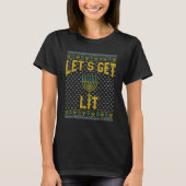 T-shirt Ugly Hanukkah Let's Get Lit Drinking (Devant)