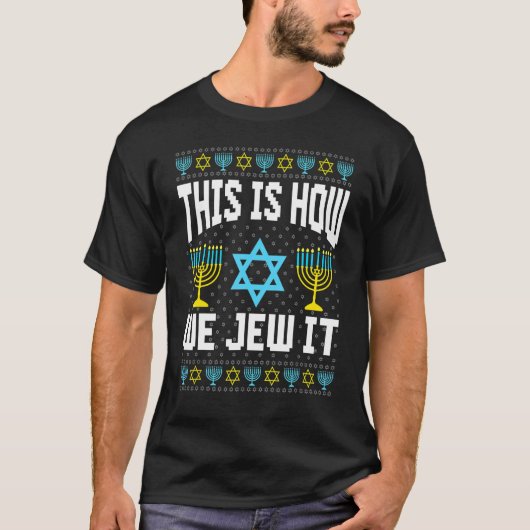 T-shirt Ugly Hanukkah Sweater How I Roll Dreidel (Devant)