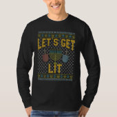 T-shirt Ugly Hanukkah Sweater  Let's Get Lit Drinking 1 (Devant)