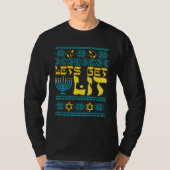 T-shirt Ugly Hanukkah Sweater Lets Get Lit Menorah (Devant)