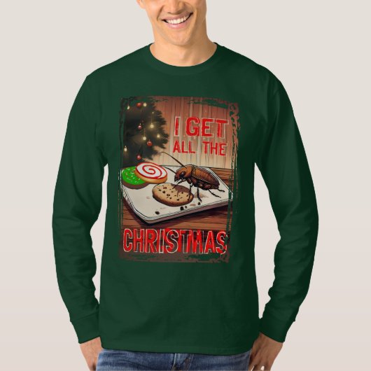 T-shirt Ugly sweater Christmas cockroach eating cookies (Devant)