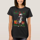 T-shirt Ugly Sweater Christmas Lights Boston Terrier Dog L (Devant)