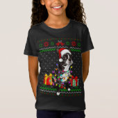 T-Shirt Ugly Sweater Christmas Lights Boston Terrier Dog L (Devant)