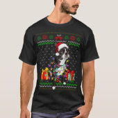 T-shirt Ugly Sweater Christmas Lights Boston Terrier Dog L (Devant)