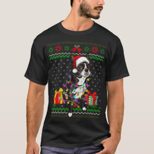 T-shirt Ugly Sweater Christmas Lights Boston Terrier Dog L
