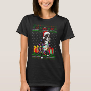 T-shirt Ugly Sweater Christmas Lights Boston Terrier Dog L
