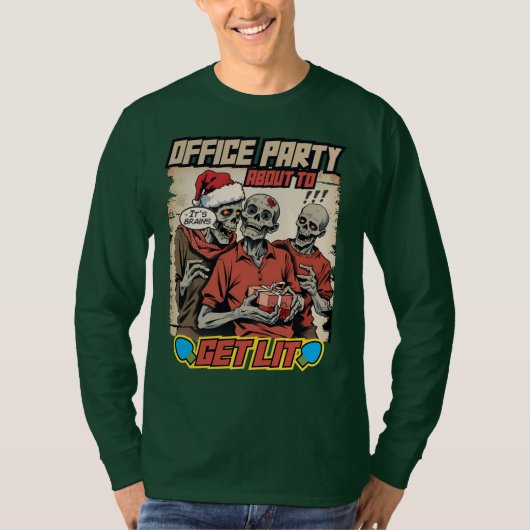 T-shirt Ugly sweater Christmas zombies brains comic book (Devant)