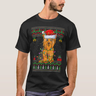 T-shirt Ugly Sweater Style Santa Yorkshire Terrier Dog Chr