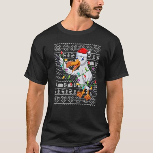 T-shirt Ugly Sweater Style Xmas Lights Albatross Bird Chri (Devant)