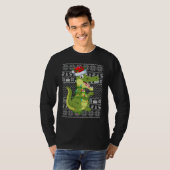 T-shirt Ugly Sweater Style Xmas Lights Santa Crocodile Chr (Devant entier)