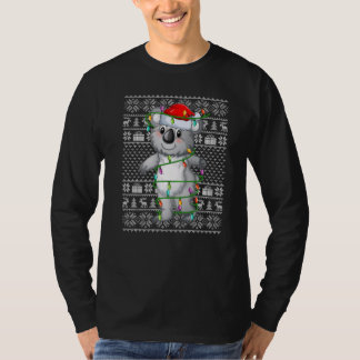 T-shirt Ugly Sweater Style Xmas Lights Santa Koala Christm