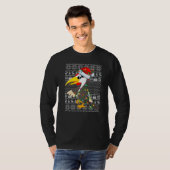 T-shirt Ugly Sweater Style Xmas Lights Woodpecker Bird Chr (Devant entier)