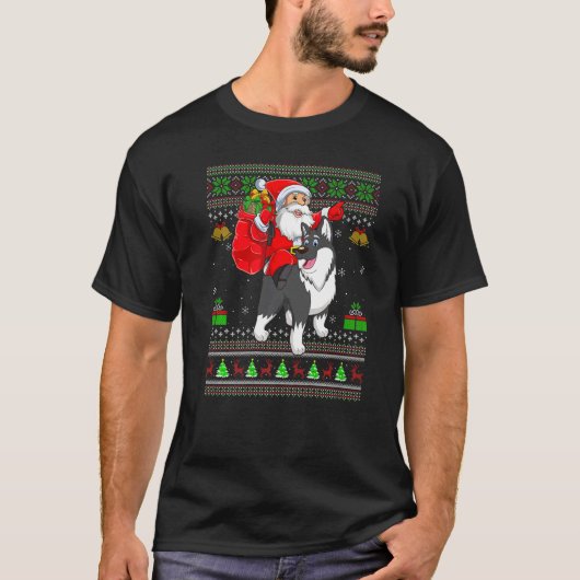 T-shirt Ugly Xmas Santa Riding Malamute Dog Christmas (Devant)