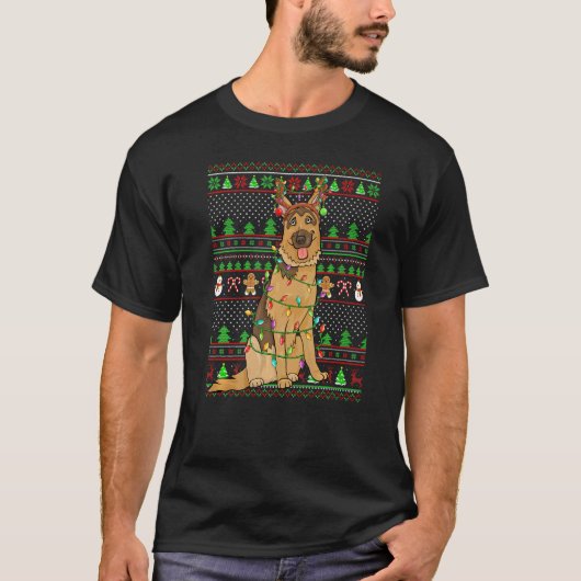 T-shirt Ugly Xmas Sweater Style  Belgian Malinois Dog Chri (Devant)