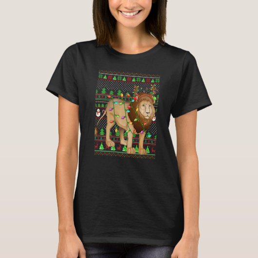 T-shirt Ugly Xmas Sweater Style Lighting Mountain Lion Chr (Devant)