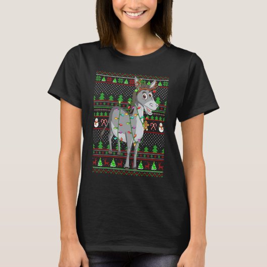 T-shirt Ugly Xmas Sweater Style Lighting Mule Christmas (Devant)