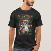 T-shirt Ugly Xmas Sweater Style Lighting Raccoon Christmas (Devant)