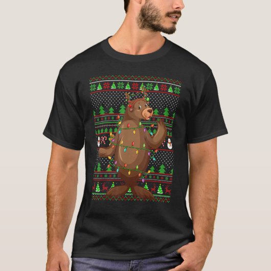 T-shirt Ugly Xmas Sweater Style Lighting Sea Lion Christma (Devant)