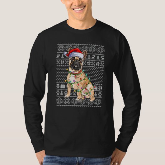T-shirt Ugly Xmas Sweater Style Santa French Bulldog Chris (Devant)