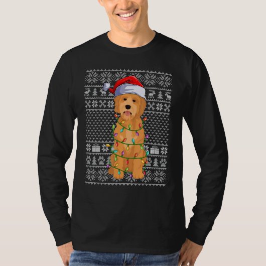 T-shirt Ugly Xmas Sweater Style Santa Goldendoodle Dog Chr (Devant)