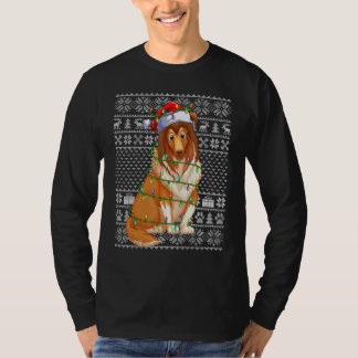 T-shirt Ugly Xmas Sweater Style Santa Shetland Sheepdog Ch
