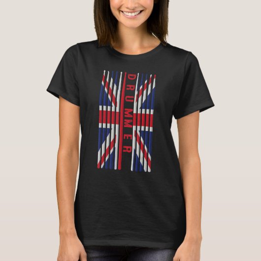 T-shirt UK Flag Drum Sticks Cool Patriotic British Drummer (Devant)