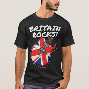 T-shirt UK Flag Guitar Britain Rocks Electric Guitarist Mu