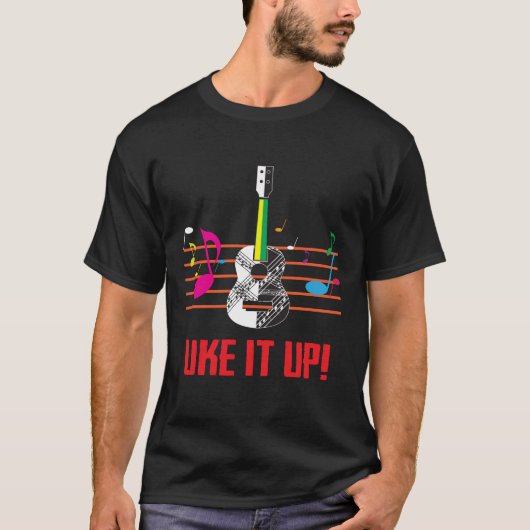 T-shirt Uke il avec les notes musicales ! Musicien (Devant)