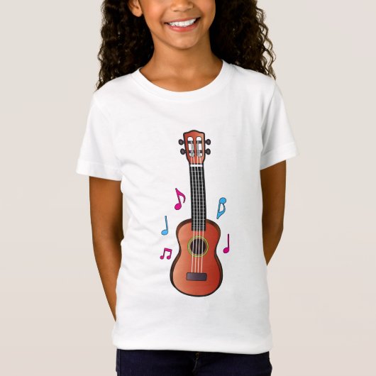 T-Shirt Ukelele avec des notes en couleurs (Devant)