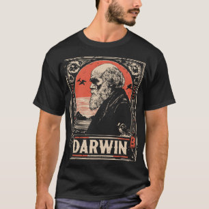 T-shirt Ukiyo-e Darwin Portrait de théorie de l'évolutio